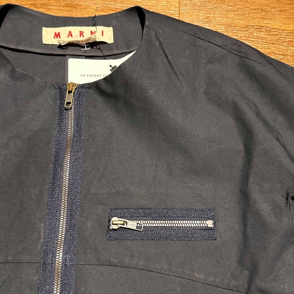 MARNI Crew Neck 3/4 Sleeve Crop Top Light Jacket Size M US8 IT44 Black - Picture 5 of 13